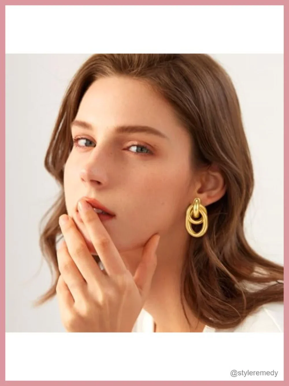 14K Gold Plated Chunky Drop Dangle Earrings Geometric Knot Link Statement